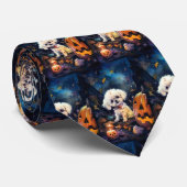 Cravate Halloween Bichon Frise Avec La Peur Citrouille (Roulé)