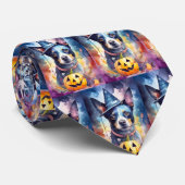 Cravate Halloween Blue Heeler With Pumpkins Scary (Roulé)