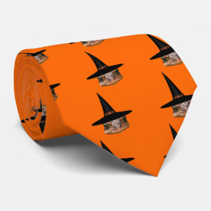 Cravate Halloween Casquette de sorcière à visage crapaud
