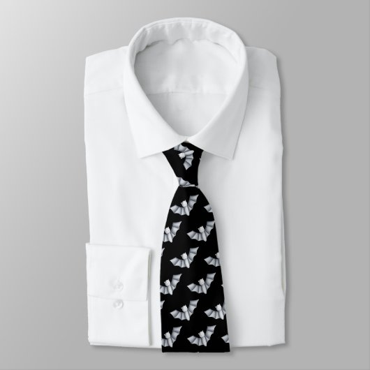 Cravate Halloween chauve-chauve-Motif blanc (Attaché)