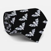 Cravate Halloween chauve-chauve-Motif blanc (Roulé)