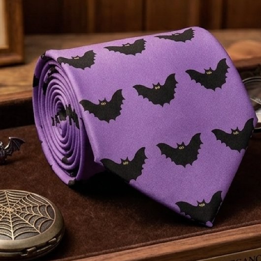 Cravate Halloween Chauve-Souris Noire