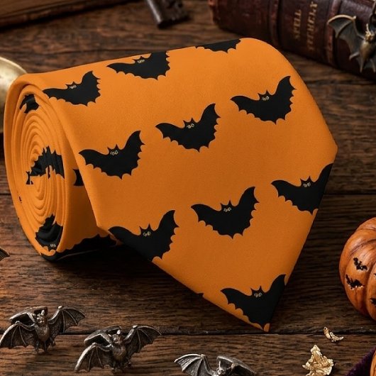 Cravate Halloween Chauve-Souris Noire