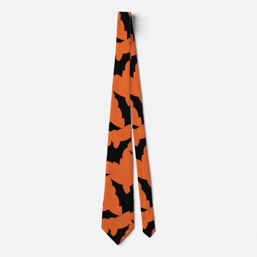 Cravate Halloween chauves-souris noires orange cool éffray (Devant)