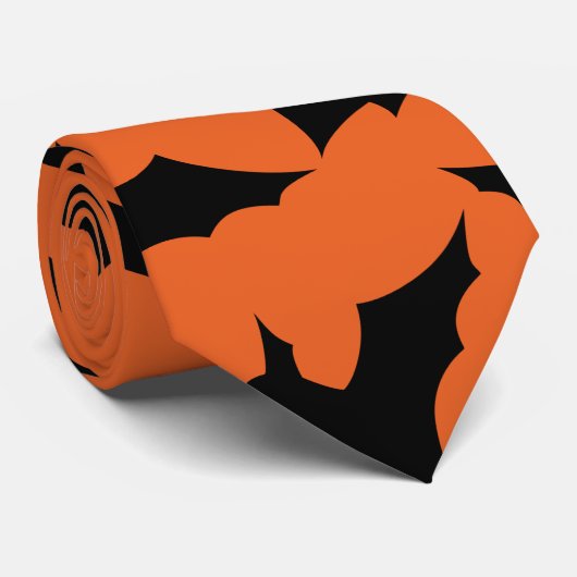Cravate Halloween chauves-souris noires orange cool éffray (Roulé)