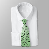 Cravate Halloween chauves-souris noires Random Motif Green (Attaché)