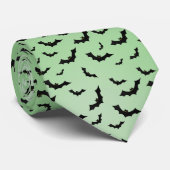 Cravate Halloween chauves-souris noires Random Motif Green (Roulé)