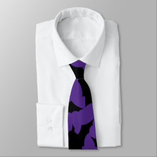 Cravate Halloween chauves-souris violet cool éffrayant mot