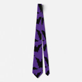 Cravate Halloween chauves-souris violet cool éffrayant mot (Devant)