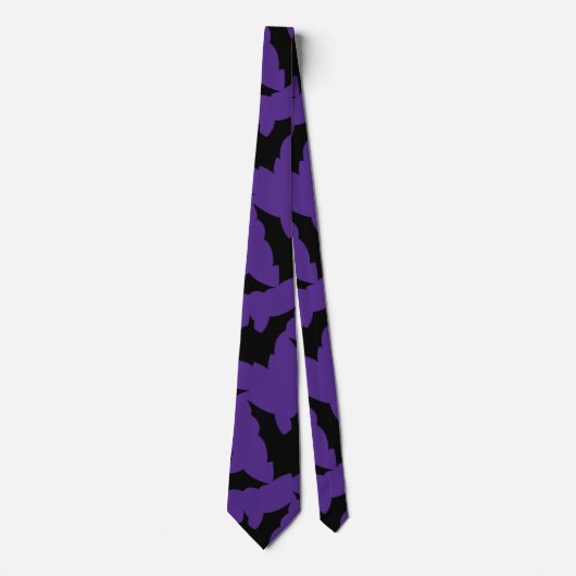 Cravate Halloween chauves-souris violet cool éffrayant mot (Devant)