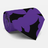 Cravate Halloween chauves-souris violet cool éffrayant mot (Roulé)