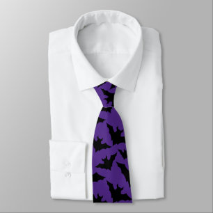 Cravate Halloween chauves-souris violet cool éffrayant mot