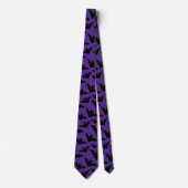 Cravate Halloween chauves-souris violet cool éffrayant mot (Devant)