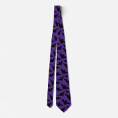 Cravate Halloween chauves-souris violet cool éffrayant mot (Dos)
