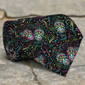 Cravate Halloween coloré et Abstrait Crânes Éffrayants