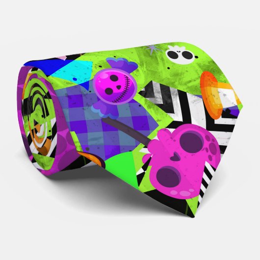 Cravate Halloween coloré mode art (Roulé)
