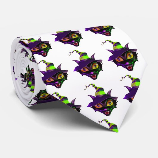 Cravate Halloween Cravate/Chat Éffrayant (Roulé)