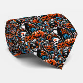 Cravate Halloween Eerie Cat Skuls (Roulé)