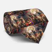 Cravate Halloween Éffrayant de chats de Siamese (Roulé)