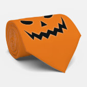 Cravate Halloween Éffrayant Jack-o'-lantern visage Citroui (Roulé)