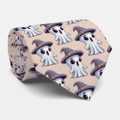 Cravate Halloween : fantôme avec chapeau - (Roulé)