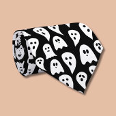 Cravate Halloween Fantôme Noir