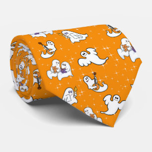 Cravate Halloween fantômes mignons sur arrière - plan oran
