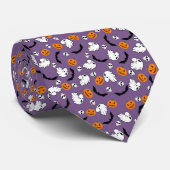 Cravate Halloween Ghost Bats Citrouille crâne (Roulé)