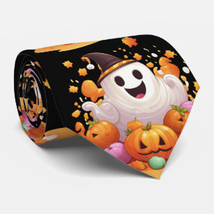 Cravate Halloween : Ghosts mignons et famille Citrouille