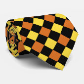 Cravate Halloween Jaune, Orange, À damiers Noir (Roulé)