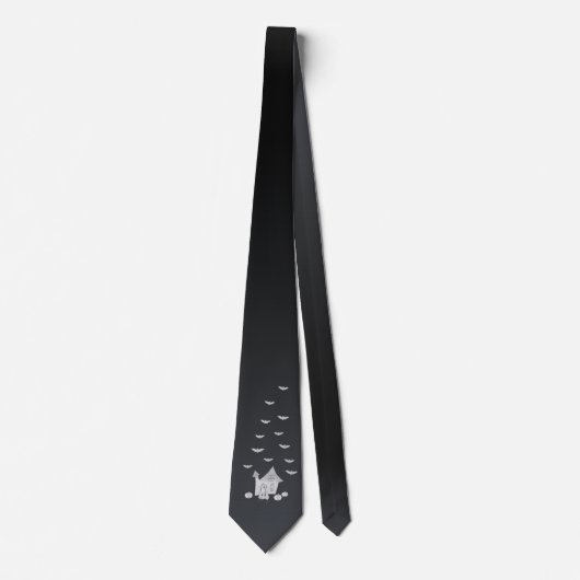 Cravate Halloween la nuit avec Haunted House, chauves-sour (Devant)