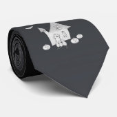 Cravate Halloween la nuit avec Haunted House, chauves-sour (Roulé)