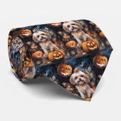 Cravate Halloween Lhassa Apso Avec Peur Citrouille (Roulé)