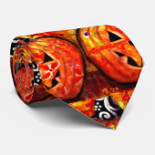 Cravate Halloween lunaire Jack-o'-lantern Floral Orange (Roulé)
