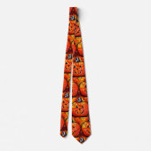 Cravate Halloween lunaire Jack-o'-lantern Floral Orange (Dos)