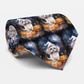 Cravate Halloween Malti Tzu Avec Peur Citrouille (Roulé)