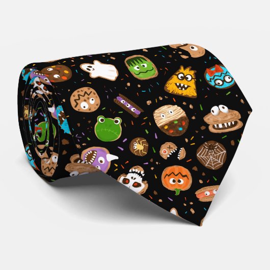 Cravate Halloween Monster Cookie Visite fun Signature (Roulé)