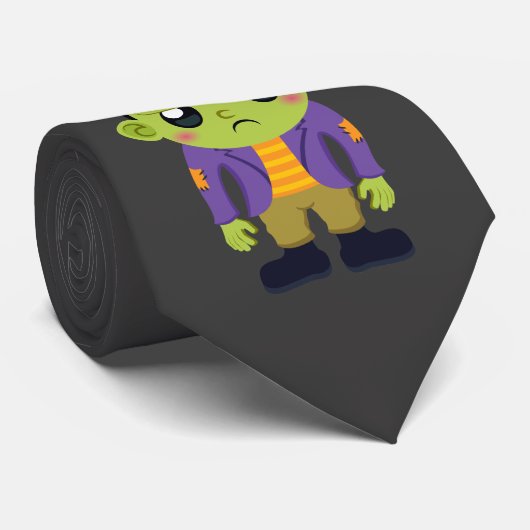 Cravate Halloween monstre Frankenstein Green (Roulé)