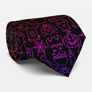 Cravate Halloween, motif effrayant, contour