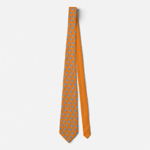 Cravate Halloween Motif Orange Tabby Chat Yellow Eyes