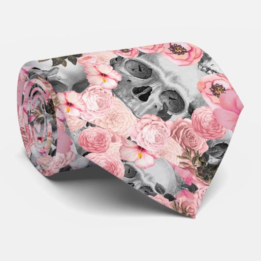 Cravate Halloween noir et rose unique (Roulé)