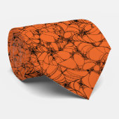 Cravate Halloween Orange et Black Spiderweb (Roulé)