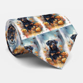 Cravate Halloween Rottweiler avec la peur Citrouille (Roulé)