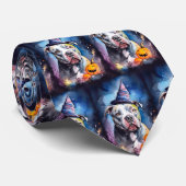 Cravate Halloween Staffordshire Américain Avec Citrouilles (Roulé)
