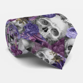 Cravate Halloween unique Crânes violets noirs (Roulé)