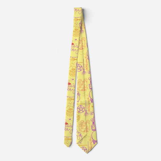 Cravate Halloween Witchcraft Motif Neon 01 L Jaune BG (Dos)