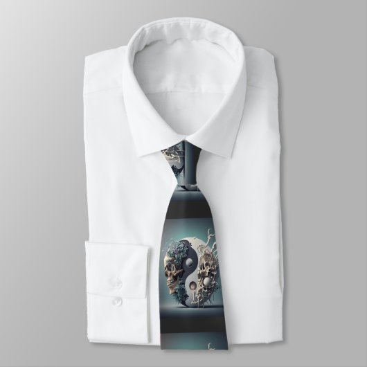 Cravate Halloween Yin-Yang Skeleton Fusion (Attaché)