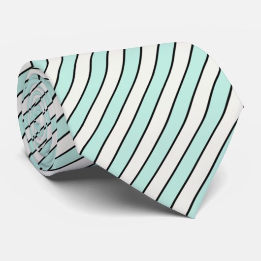 Cravate HAMbyWG - Neck Tie - Seafoam Blue White Stripes (Roulé)