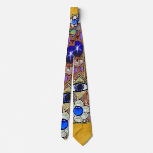 Cravate Hamsa Coeurs Fleurs Opal Art sur Or (Dos)