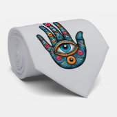 Cravate Hamsa Main avec illustration d'art visuel (Roulé)